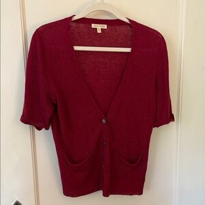 Eileen Fisher Wool and Silk Red Cardigan